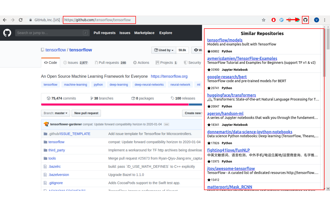 GitHub similar repository suggestions截图1