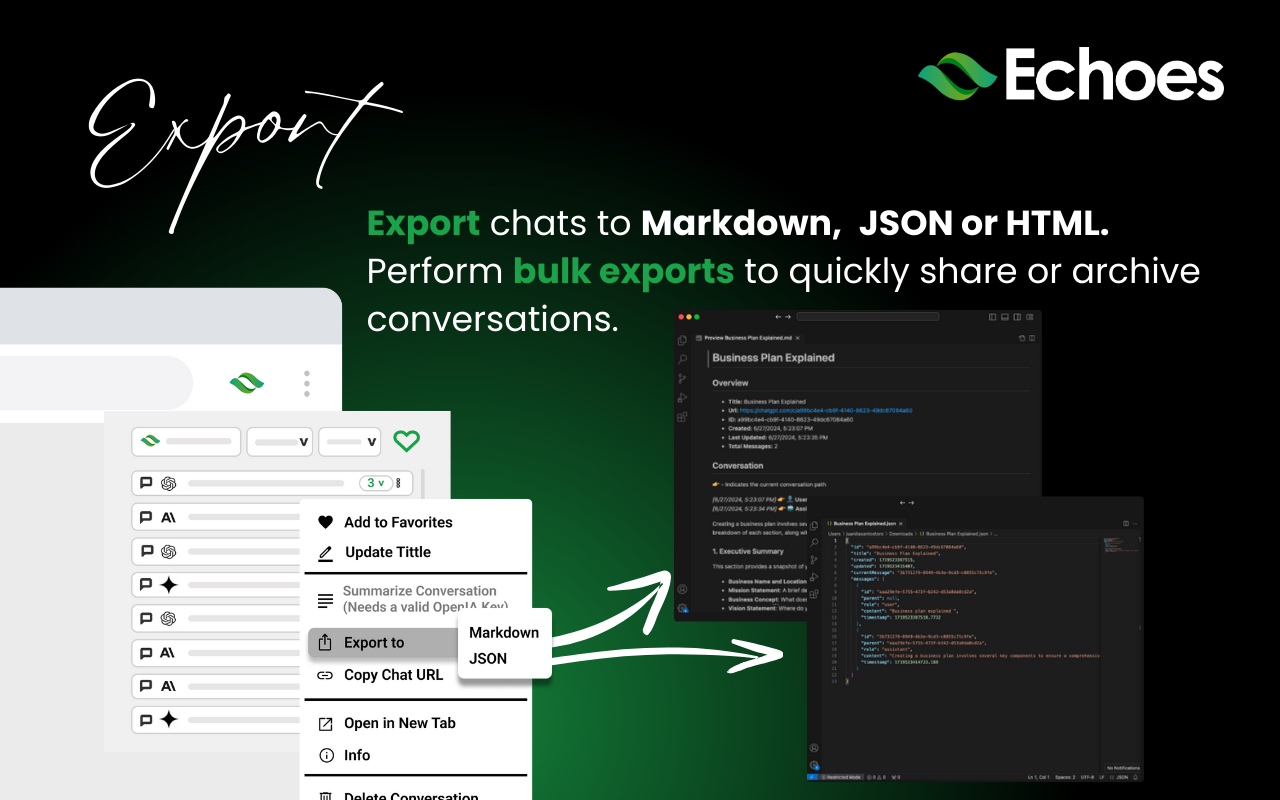 Echoes-ChatGPT, Claude & Gemini Tool for Search, Label, Export & Summarize截图1