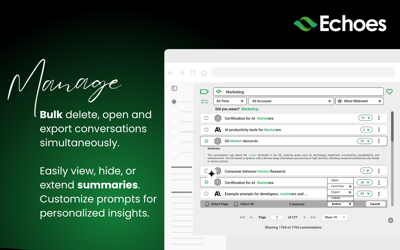 Echoes-ChatGPT, Claude & Gemini Tool for Search, Label, Export & Summarize截图6